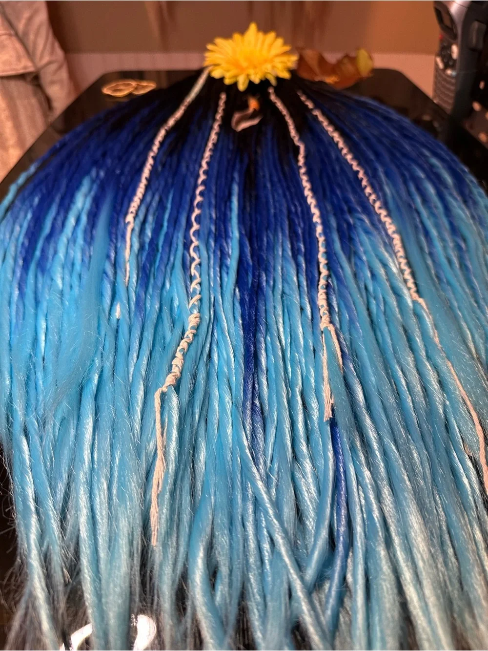 Blue Ombre Synthetic Dreadlock Extensions with Full New 60 DE Dreadlocks
